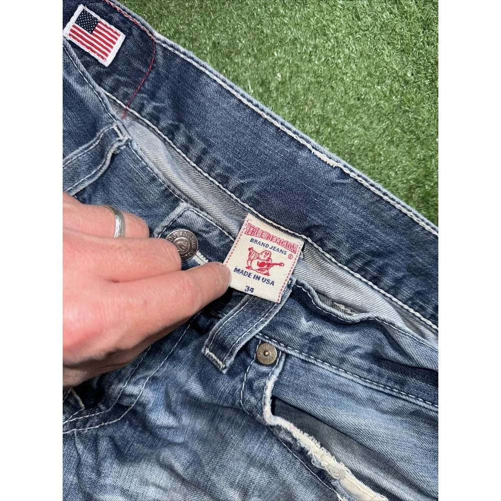 Vintage Y2K True Religion Rainbow Ricky Men's Denim Jeans Made‎ In USA 34x30